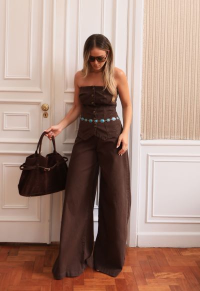 Cal&ccedil;a Pantalona Essentials Marrom