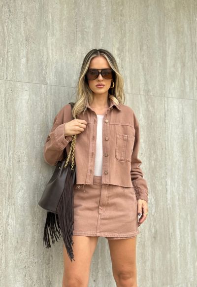 Short Saia Duo Mocha Mousse