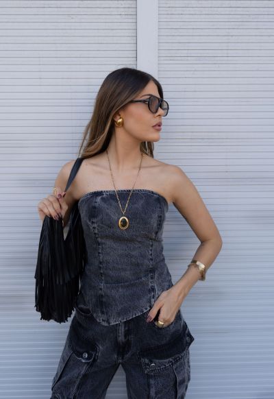 Top Barra Assim&eacute;trica Black Estonado